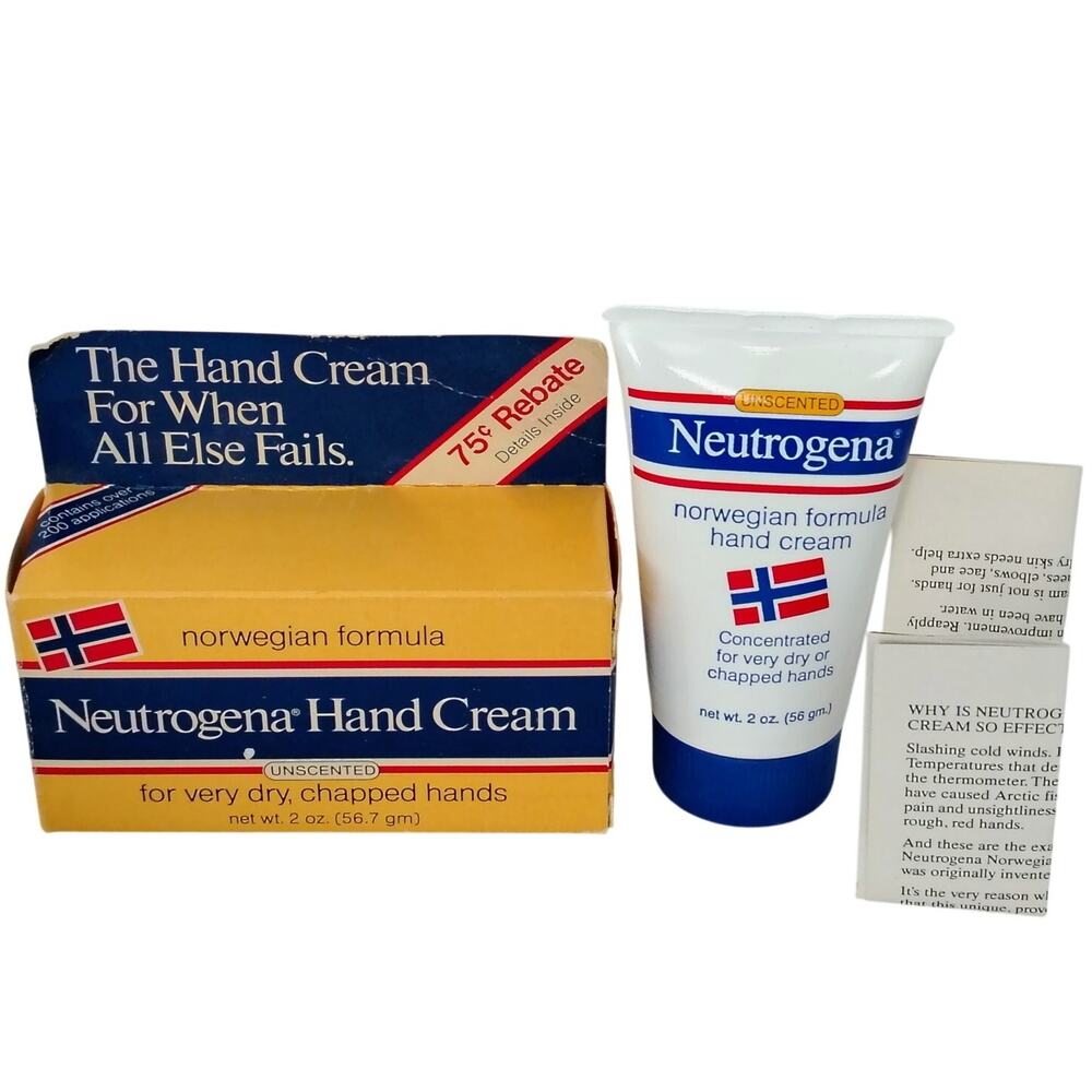 Neutrogena Norwegian Formula Hand Cream Very Dry Chapped Hand 2 oz NOS VTG 1981